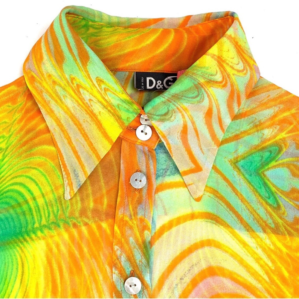 Dolce & Gabbana Orange and Green Button Down Shirt - Picture 2 of 3